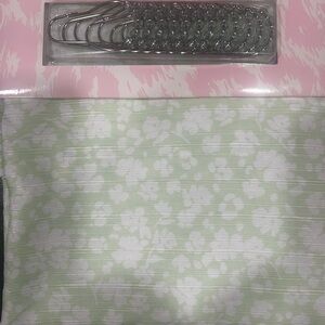 Floral Green and White Shower Curtain Set